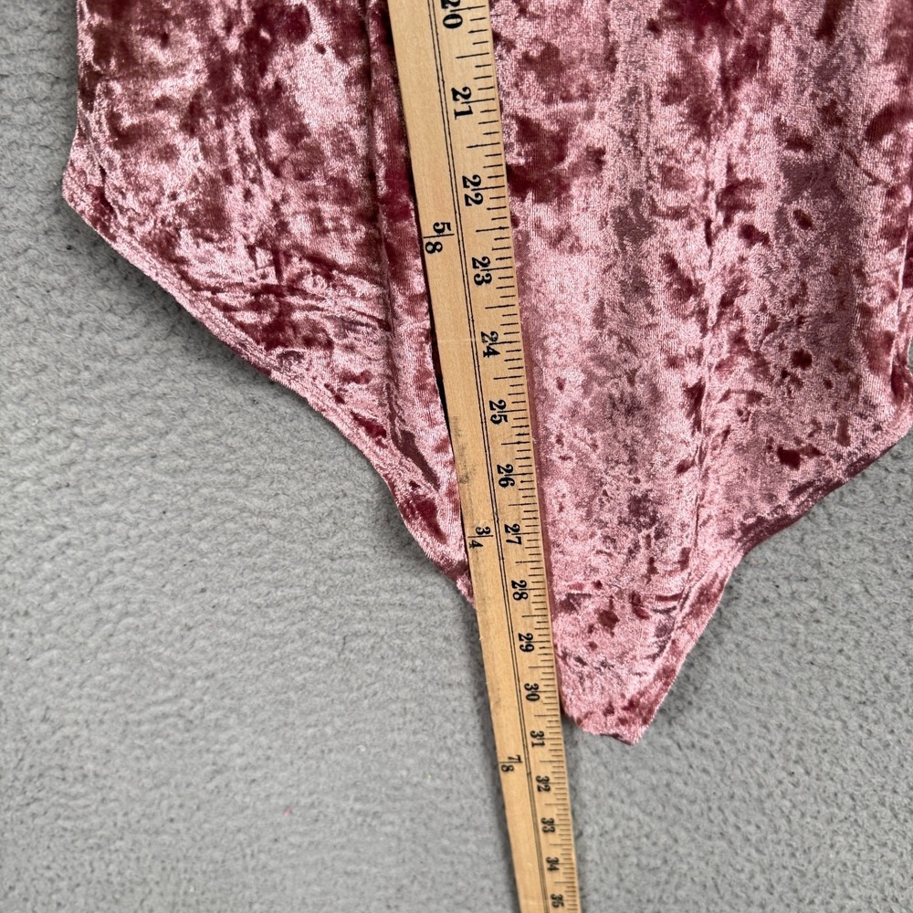 Haute Monde Bodysuit Womens M Dusty Rose Crushed Velvet Fairy Lace Y2K Romantic - Picture 9 of 12